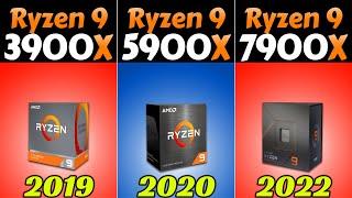 R9 3900X vs R9 5900X vs R9 7900X - How Much Performance improvement?