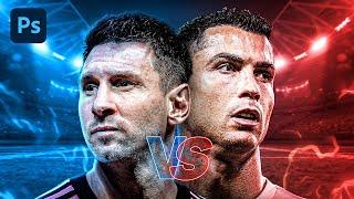 Cristiano Ronaldo vs Messi - Create a Football Poster Thumbnail in Photoshop