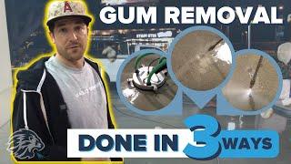 Cleaning and removing gum at a gas station