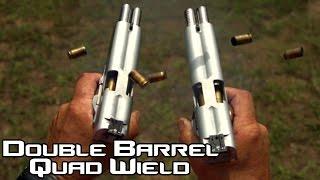 Double Barreled 1911 pistol quad wield rapid fire 20 rounds in 1.5 seconds in SlowMo AF2011 4K