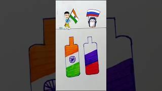 Independence Day Drawing  India Flag  Russian Flag  Republic Day #shorts #viral #art #indian