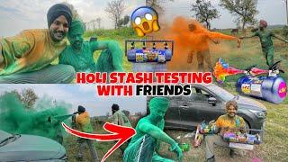 Holi Stash Testing With Friends 2024   Colour Jet  Balloons  Pichkari