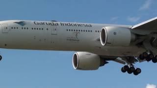 Garuda Indonesia Boeing 777-300 PK-GIA Landing London Heathrow 27L