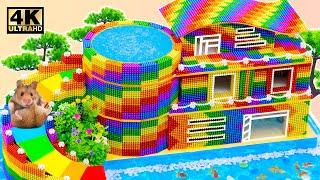 ASMR Video  Build Circular Rooftop Pool and Rainbow Water Slide For Hamster