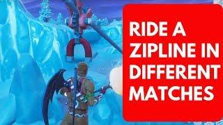 Ride a Zipline in different matches Weekly challenge 3 Fortnite 2018