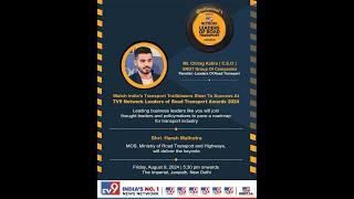 Congratulations  Mr. Chirag Rajesh Katira  Panelist - Leaders of Road Transport TV9 Network