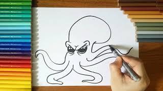 How to draw a Octopus step by step