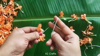 Simple and easy way to string flower  Garland Making At Homekanakambaram Flower Mala