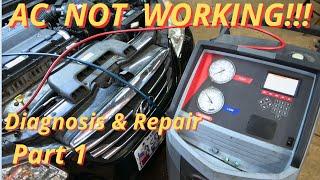 AC Not Working On this Car - is it Low On Freon or is the Compressor bad? Part 1 Diag & Repair