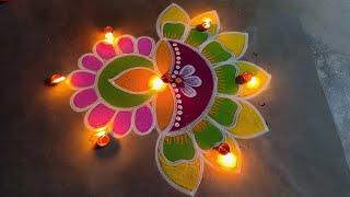 Karthigai deepam 2022 villaku kolam 3*1dots Beautiful diya muggulu Super rangoliAmazing rangoli