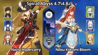 C0 Navia Hypercarry & C0 Nilou Kokomi Bloom - Spiral Abyss 4.8 Floor 12 Genshin Impact