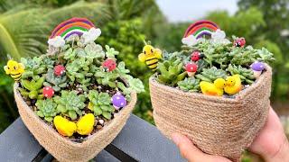 Fun and super cute turn used plastic into decorative plant pots