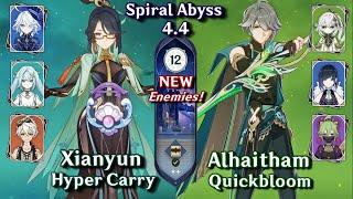 C0 Xianyun Hyper & C0 Alhaitham Quickbloom  NEW Spiral Abyss 4.4 - Floor 12 9 Star  Genshin Impact