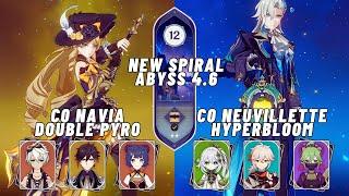 C0 Navia Double Pyro & C0 Neuvillette Hyperbloom  New Spiral Abyss 4.6  Genshin Impact