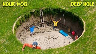 Overnight Living Inside Deep Hole Challenge