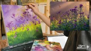 Рисуем красивые полевые цветы маслом видеоурок арт-студия Алексея Жукова
