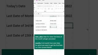 TODAY and EOMONTH Function in Excel shortcut