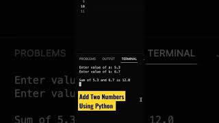 Python program to add two numbers #shorts #coding #programming