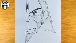 Lion eyes hanuman ji pencil drawing  gods drawing  ram bhakt drawing ​⁠@TaposhiartsAcademy