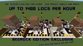 100% playerless AFK Tree Farm Tutorial - Oak Spruce Birch & Jungle - Minecraft Bedrock 1.20