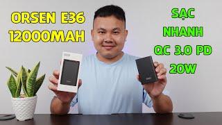 Sạc Dự Phòng Orsen Eloop E36 Dung Lượng 12000mAh Sạc Nhanh PD 20W