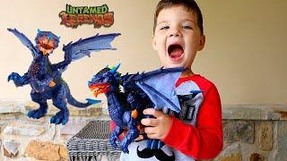 UNTAMED LEGENDS DRAGON Unboxing and Playing Pretend Play Dragons with CALEB KIDS SHOW