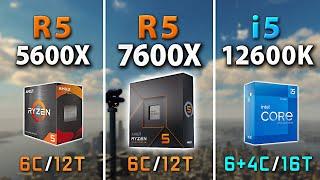 Ryzen 5 7600X vs 5600X vs i5-12600K  Test in 9 Games