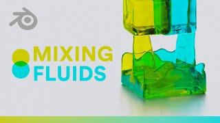 Blender 3D - Mixing Two Differently Colored Fluids Together