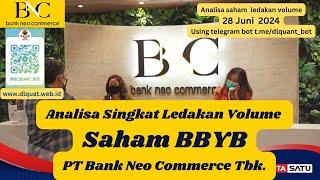 Analisa Saham Ledakan Volume BBYB  PT. Bank Neo Commerce Tbk.  28 Juni 2024