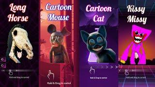 Long Horse vs Cartoon Mouse vs Cartoon Cat vs Kissy Missy  smash color - beat jumper - tiles hop