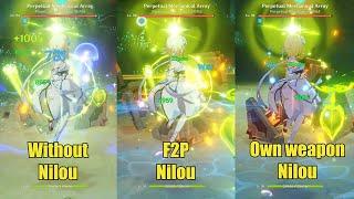 Comparison Bloom Damage  Without Nilou F2P Nilou And Her Own Weapon  Genshin Impact