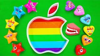Mixing all SLIME into Rainbow Apple Bathtub by Cleaning Dirty Heart Coloring Satisfying ASMR Videos