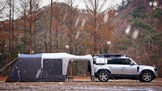 Best Inflatable Air Tent  Camping in the Rain with Landrover Defender