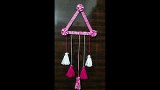 DIY Wall hanging with ice cream stick and woolen thread