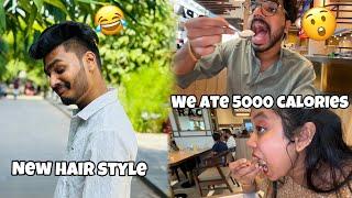 WE ATE 5000 CALORIES   NEW HAIR STYLE 