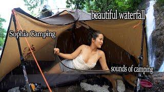 Camping In a Beautiful WATERFALL With TRASH - Sophia Adventures