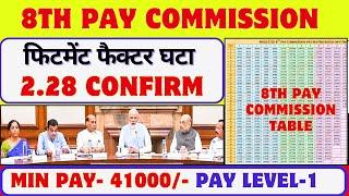 8th Pay Commission का FF 2.28 Confirm टेबल हो गई जारी नई बेसिक- 41000- Pay Level-1 to 18 की टेबल