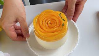 Peach Rose Jelly Pudding  Agar-agar Recipes 桃子花形果冻布丁， 燕菜糕食谱