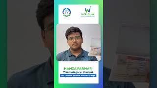 Hamza Parmar Got Canada Student Visa in just 20 days by WORLDLINK