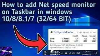 how to add net speed monitor on taskbar in windows 10  32-64 bit  TECHJATIN