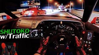 Assetto Corsa Shutoko  INSANE Driving in Traffic  Triple TVs  Fanatec CSL DD