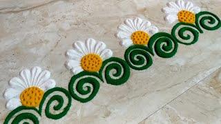 Easy and quick border rangoli design for gudhipadwa festival