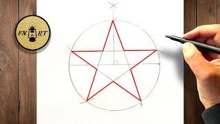 How to draw a 5 pointed star with a compass