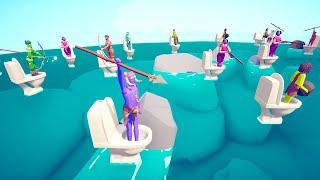 Battle Royale On A Skibidi Toilets Floating In The Sea  Totally Accurate Battle Simulator TABS