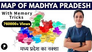 Madhya Pradesh Map 2023  मध्य प्रदेश का नक्शा  District & Divisions  Memory Tricks by Maam Richa