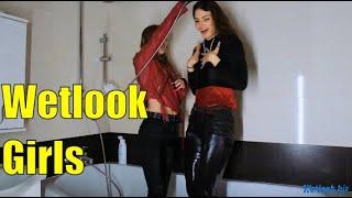 Wetlook girls in Shower  Wetlook leather  WetLook Girls Bathing