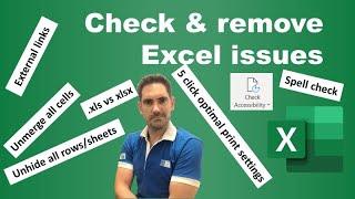 Check & remove Excel issues & accessibility