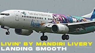 Keren... Garuda Indonesia Livin by Mandiri Livery Landing Smooth Di Soetta@natioaviationIDN