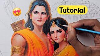 Shree Ram-Sita painting  Acrylic color  tutorial