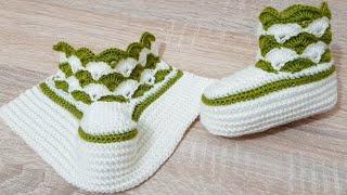 كروشيه سليبر  لكلوك بقطعة واحدة من 6 إلى 9 أشهر  crochet baby booties baby shoes